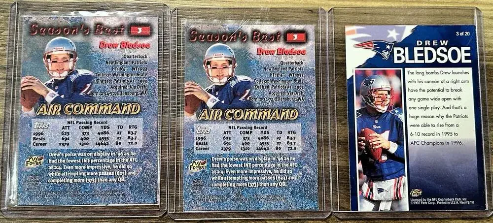 Drew Bledsoe Baseball 3 Card Lot